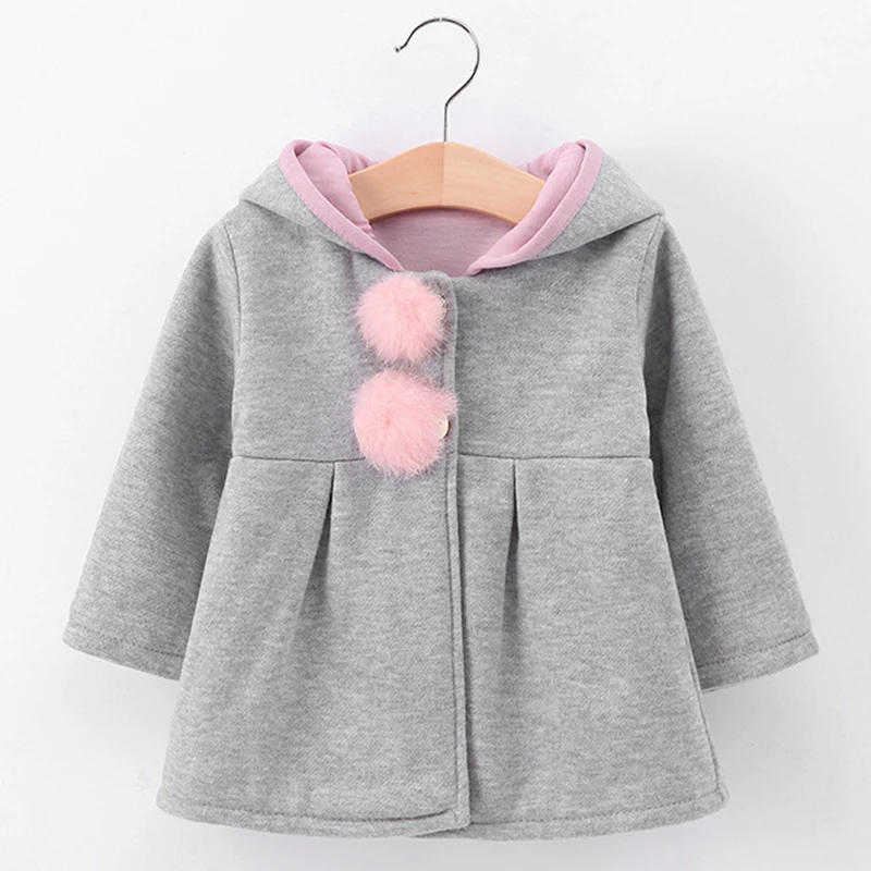 Girls Coat 2020 Spring Winter Hot sale Baby Long Sleeve Jacket Rabbit Ear Hoodie Casual Outerwear for | Детская одежда и обувь