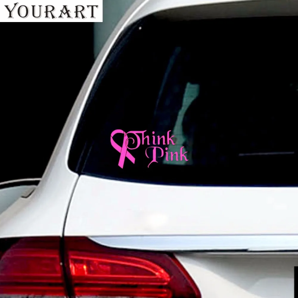 

Yourart 7,9 "Think Pink автомобильные аксессуары, наклейки, мотоциклетная Виниловая наклейка для ноутбука, розовая лента для рака молочной железы, ро...