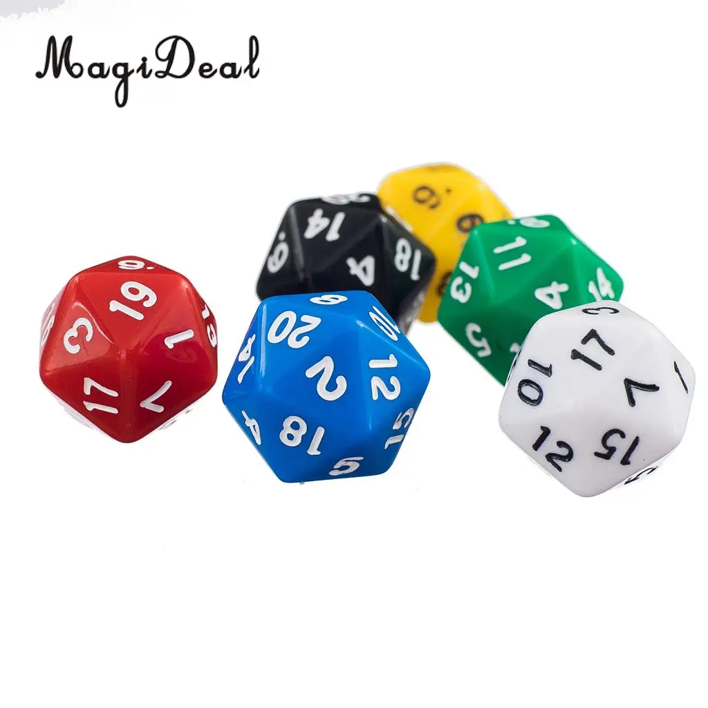 MagiDeal Новинка 6 шт. D20 игровые игральные кости двадцать сторонний Die ролевая игра D &