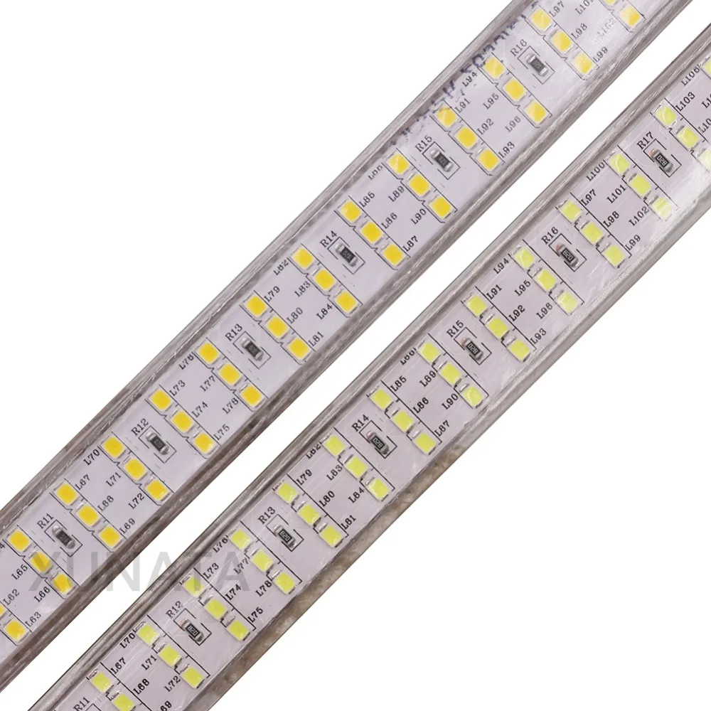 Трехрядная Светодиодная лента SMD2835 220 В 276 светодиодов/м водонепроницаемая