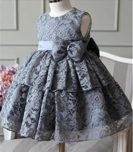 Элегантное платье для маленьких девочек модное Красное Кружевное без рукавов с