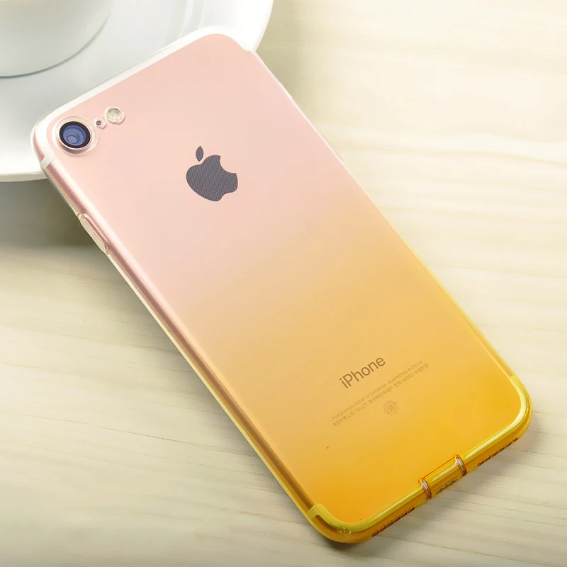 Gradient Gold Милый дышащий чехол s для iPhone 7 8 Plus, роскошный чехол, Мягкий ТПУ силиконовый градиентный чехол, твердый пластик 8 Plus - Цвет: Gradient Gold