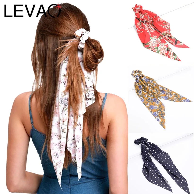 Резинки для волос LEVAO с цветочным принтом женские модные эластичные Завязки в