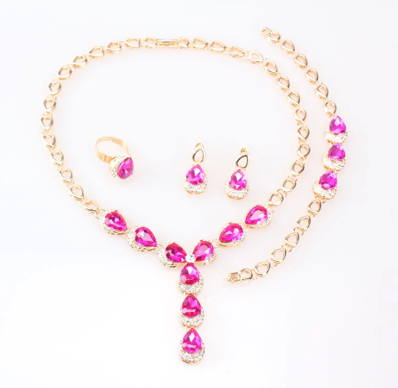 Женский комплект с ожерельем Африканский бисер Красный Кристалл ювелирный набор