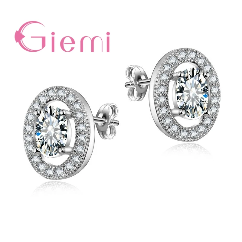 

Shining Oval Stone Inlay Paved Shiny Austrian CZ Crystal 925 Sterling Silver Stud Earrings for Women Wholesale Price