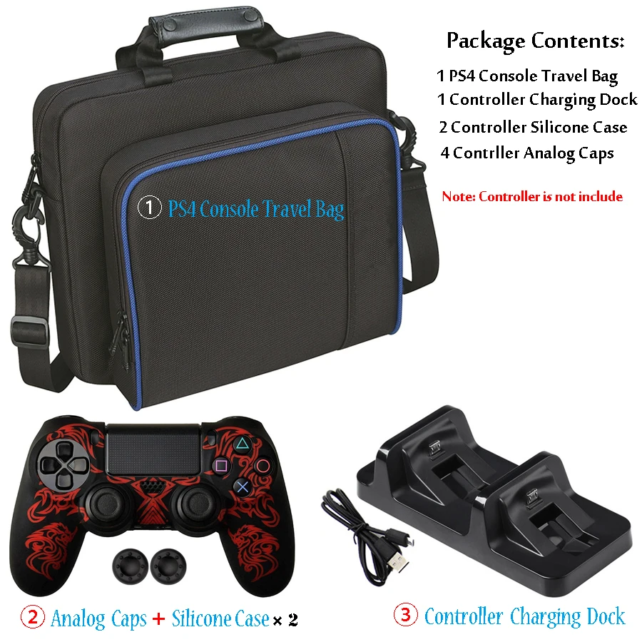 PS4 Защитная Дорожная сумка на плече сумочка и контроллер зарядное устройство