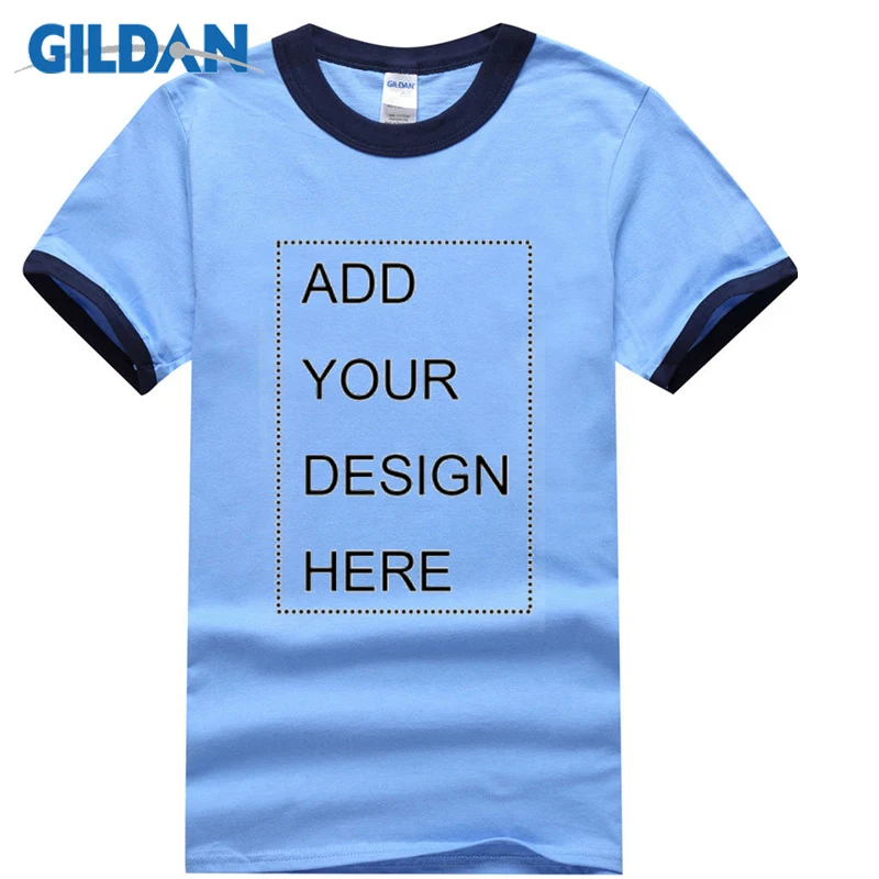 Caroline navy GILDAN Стиль Рок Летняя мужская футболка с коротким рукавом футболки повседневные белые с контрастным воротником и рукавами индивидуальные футболки - Цвет: Caroline navy