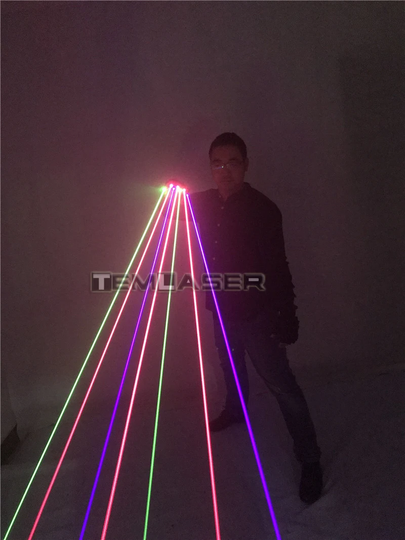 RGB лазерные перчатки со светодиодом с 7 шт. лазером 2 зеленый + 3 красный фиолетовые