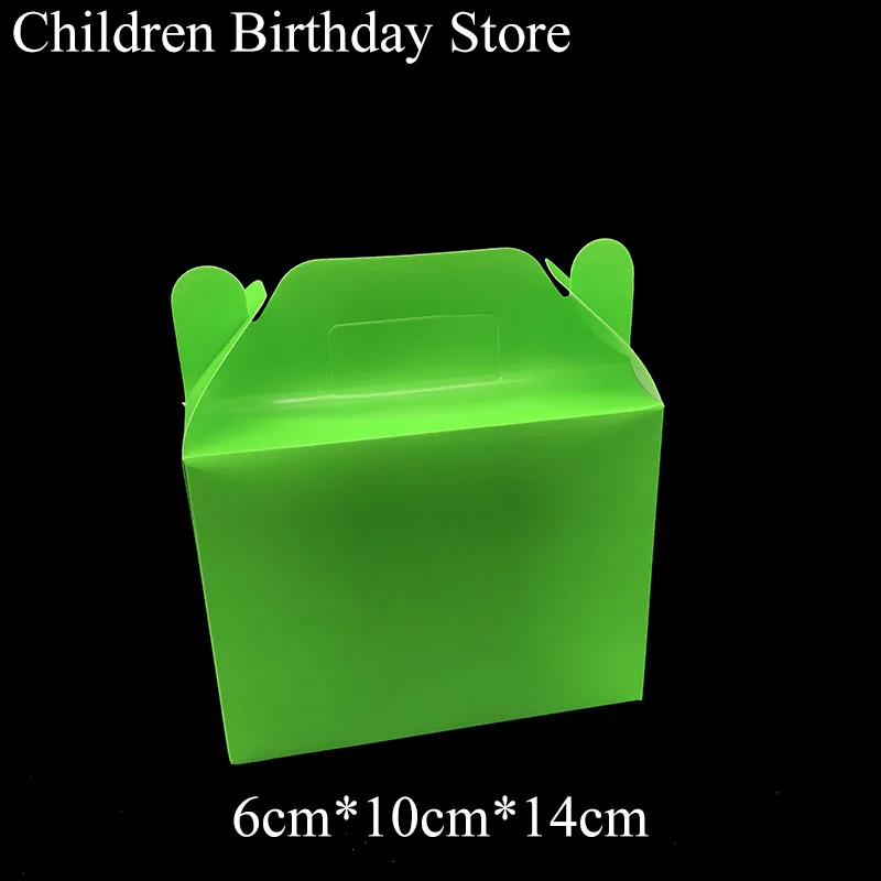 6 шт./лот флуоресцентные зеленые тематические коробки для конфет однотонные