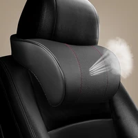 adjustable car headrest neck pillow set leather auto seat rest lumbar protection black seat waist supports cushion memory foam