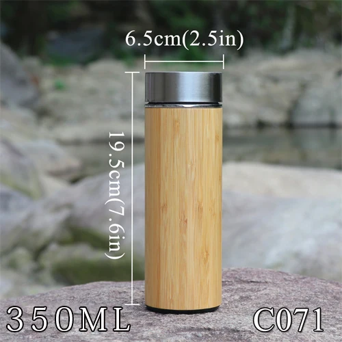 350mlc071 350 мл Термос из нержавеющей стали, бутылка для воды, кофейная кружка, вакуумная колба, прямая крышка, Бамбуковая креативная чашка для путешествий, подарок для автомобиля - Цвет: 350mlc071