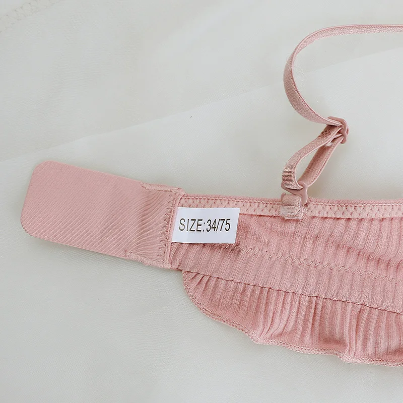 Пуш-ап Беспроводной бюстгальтер пикантные удобные Bralette комплект хлопок нижнее белье с подкладками костюмы оборками снизу, Трусики-бикини белье с низкой посадкой