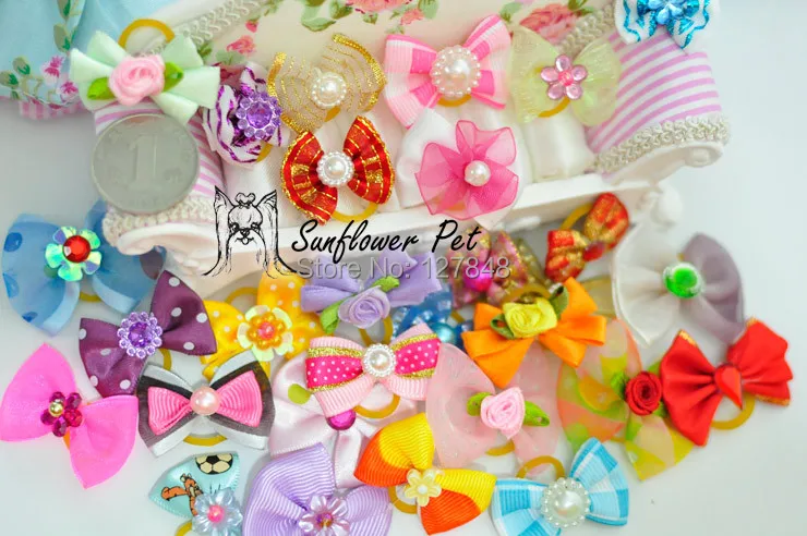 

Новый дизайн ручной работы, банты для собак с жемчугом, банты для шерсти домашних животных, аксессуары для собак, товары для ухода, милый под...