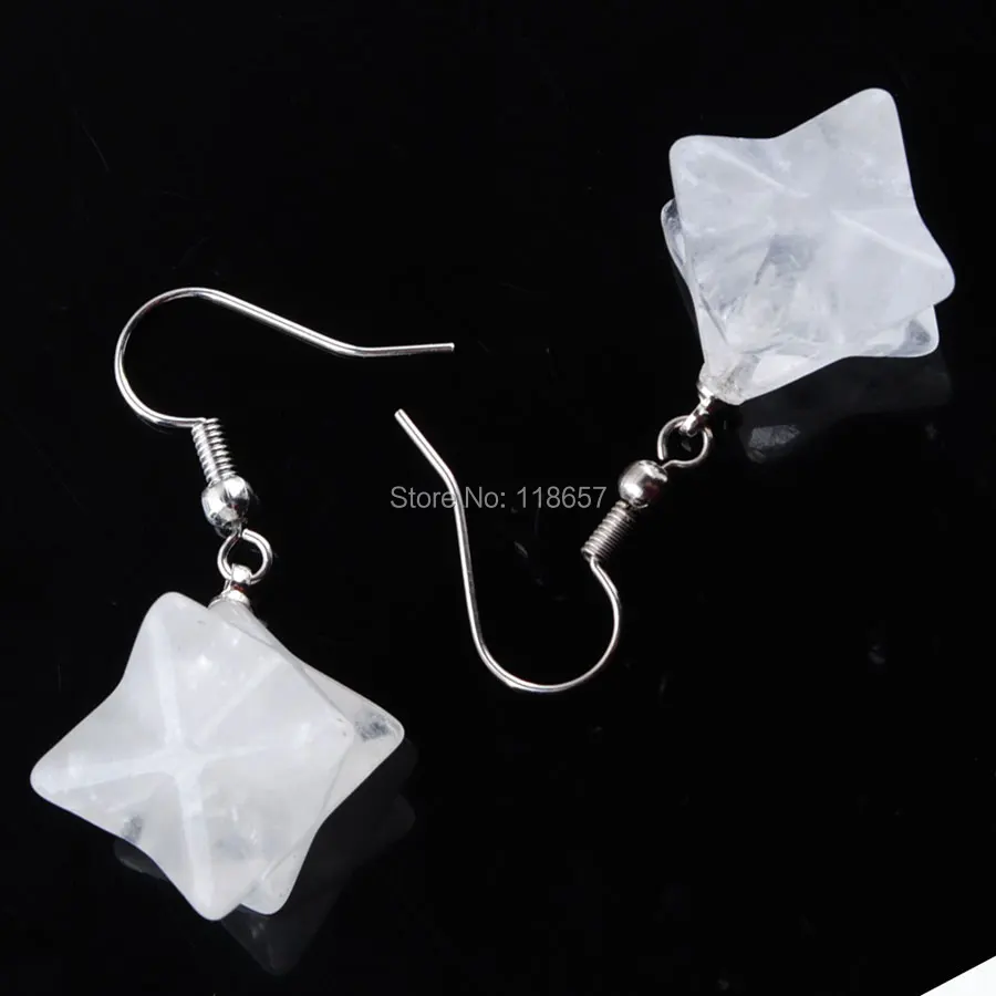 Women Hanging Fashion Jewelry Drop Earring White Crystal Gem Stone pendant beads Merkabah star Reiki Chakra Earrings IR3131 | Украшения и