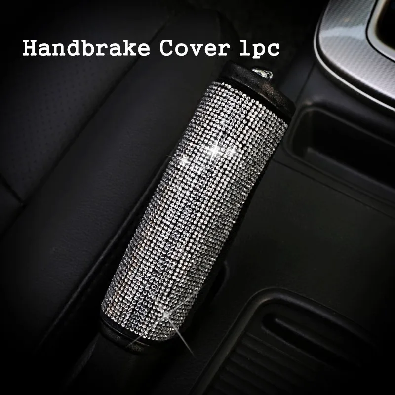 Handbrake Cover 1pc Ladycrystal Rhinestone переключения передач ручной тормоз переключения ремня безопасности чехол для девочек Автомобиль Стайлинг украшения интерьера аксессуары - Название цвета: Handbrake Cover 1pc