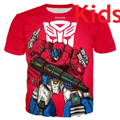 kids t shirt PLstar Cosmos/одинаковые комплекты для семьи; футболки для мальчиков с 3D принтом в виде робота; Детские футболки с изображением автоботов; детский летний короткий топ - Цвет: kids t shirt