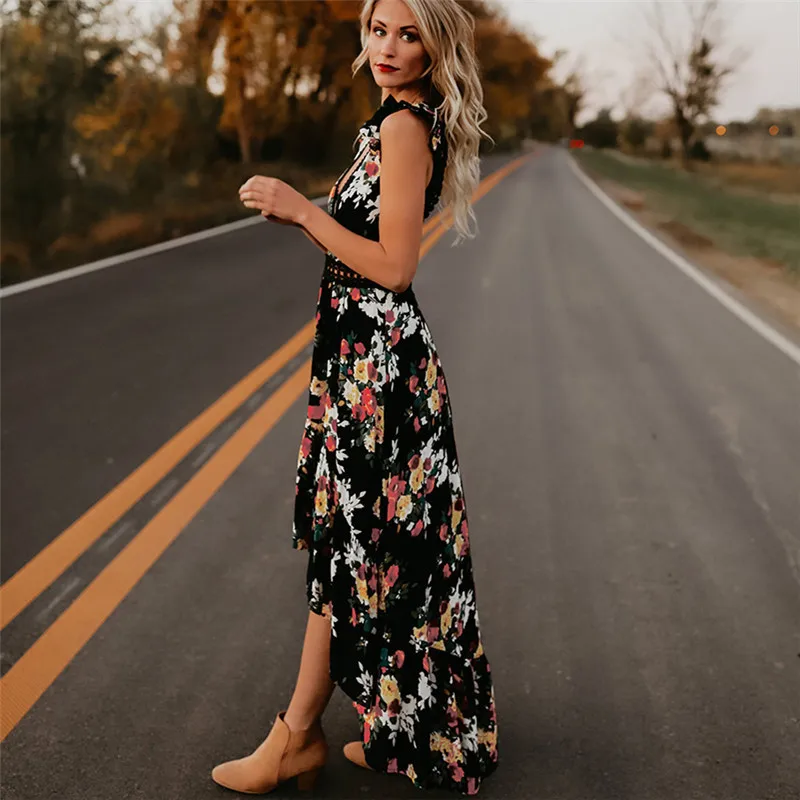 Женское шифоновое платье с фертильным принтом и бретелькой через шею платья Maxl