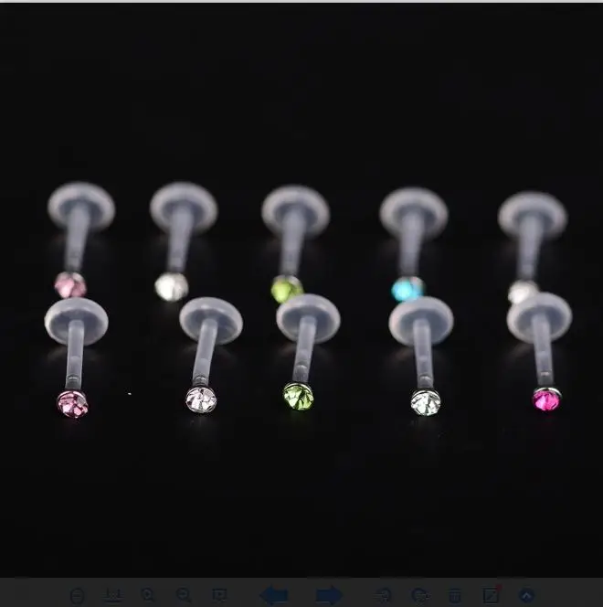 Imixlot 5 шт. Мода Круглый Циркон CZ 316l сталь и PTFE Labret губы бар кольцо пирсинг для хрящевой части уха Tragus сексуальная девушка ювелирные изделия 16 г - Окраска металла: 01