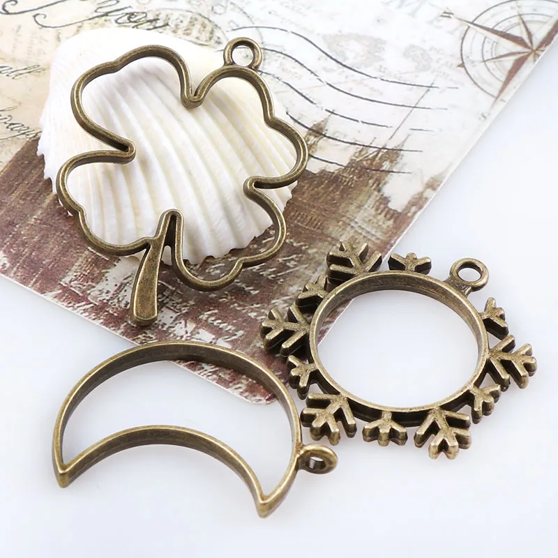 Винтажная Снежинка клевер луна античная бронза фотоаксессуары DIY ювелирные