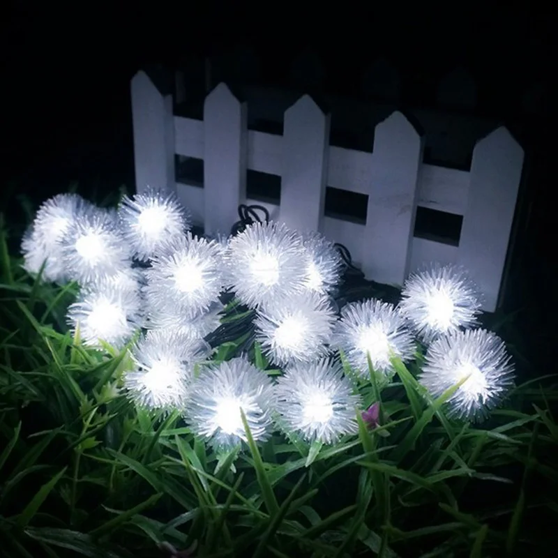 

6m 30 LEDs Holiday Hairball Snowball LED String Lights Solar Powered Fairy String Lights For Garden Outdoor Lighting Home Decor