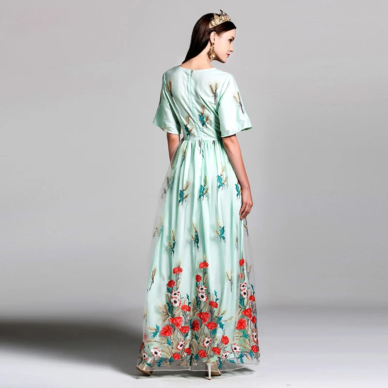 Женское дизайнерское длинное платье с цветочной вышивкой 2019|designer maxi dress|maxi