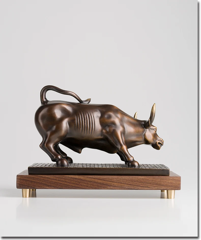 

2021 HOME company Shop High-grade Business art Good luck Wall Street guod luck bull Decorative brass Hand engraving sculpture