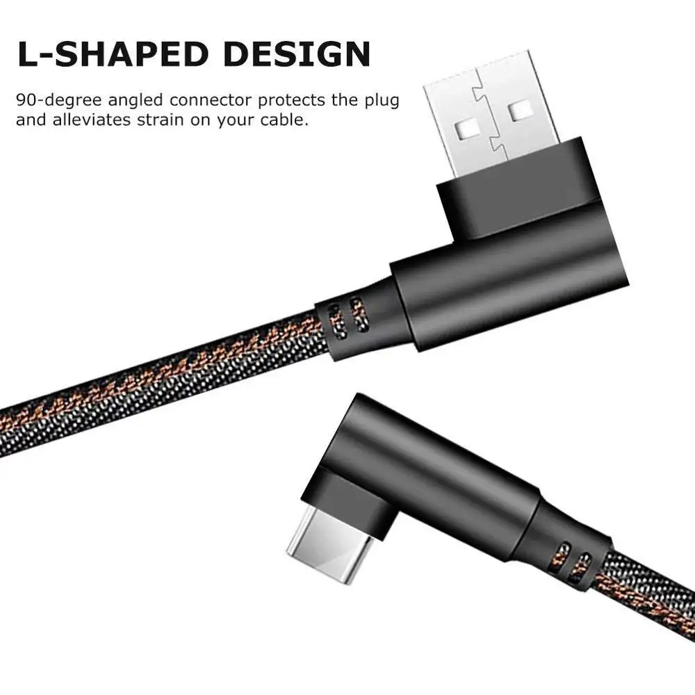AIFFECT двойной локоть USB Тип C кабель правый угол деним Плетеный к шнур зарядного