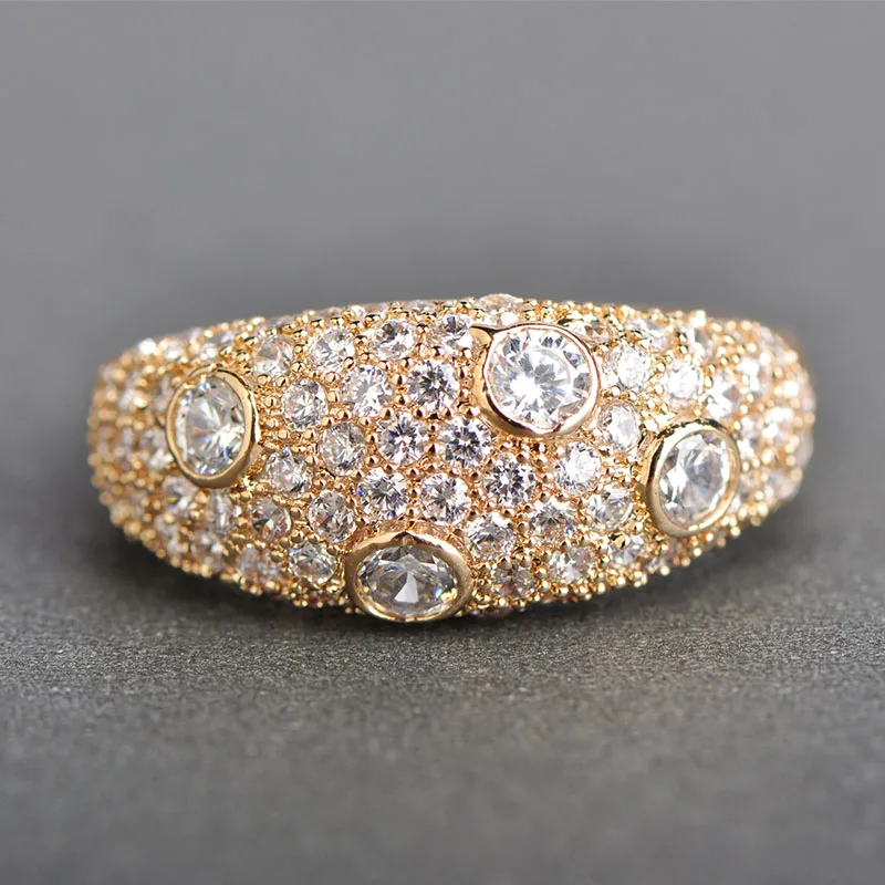 MECHOSEN AAA циркониевые кольца для мужчин и женщин золотистое кольцо с кристаллами