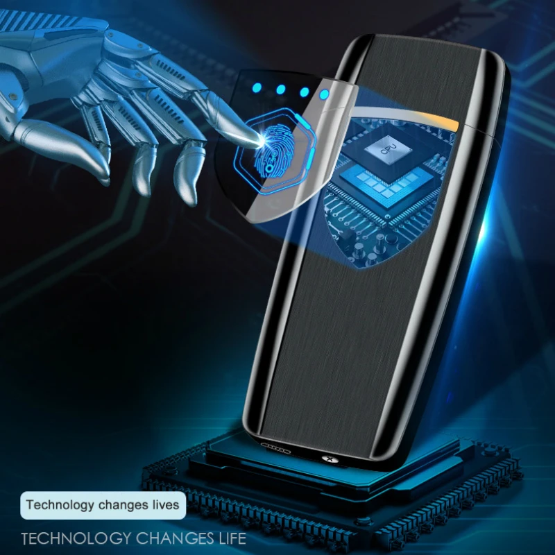 Ультратонкая перезаряжаемая usb-зажигалка, светодиодный сенсорный экран, электрическая зажигалка для сигарет, электронные аксессуары для курения, гаджеты для мужчин
