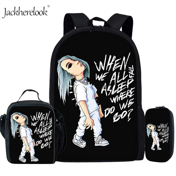 HK795CGK 3 шт./компл. Billie Eilish школьные сумки для подростков мальчиков и девочек хип-хоп детский школьный рюкзак раппер Женская Повседневная сумка детская книга Сумка - Цвет: HK795CGK