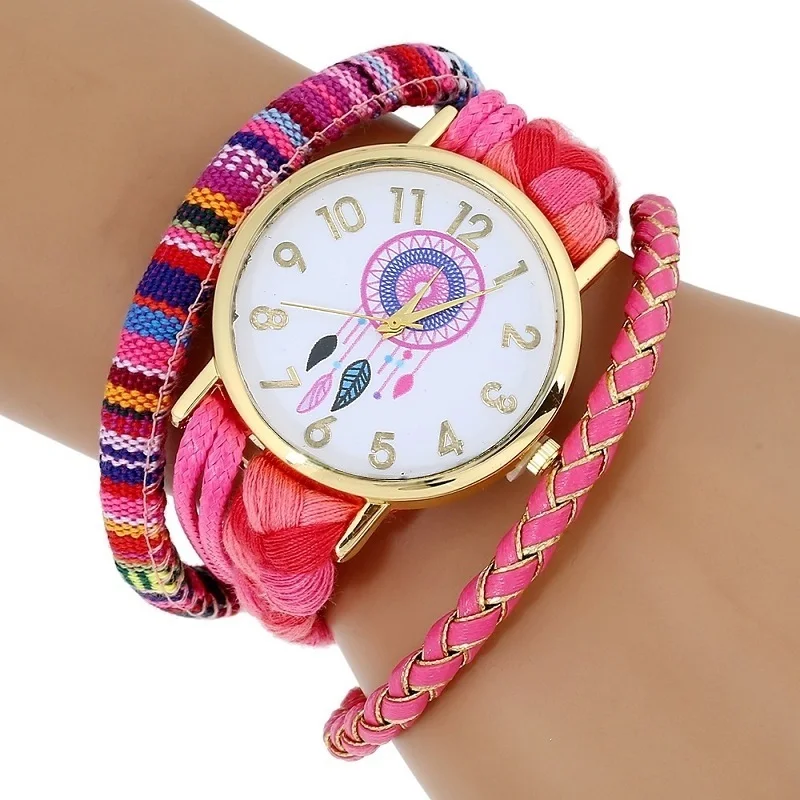

Gnova Platinum Ethnic Style atrapasueno watch Fashion Women Wristwatch peruvian bracelet magnet Dream Catcher A592
