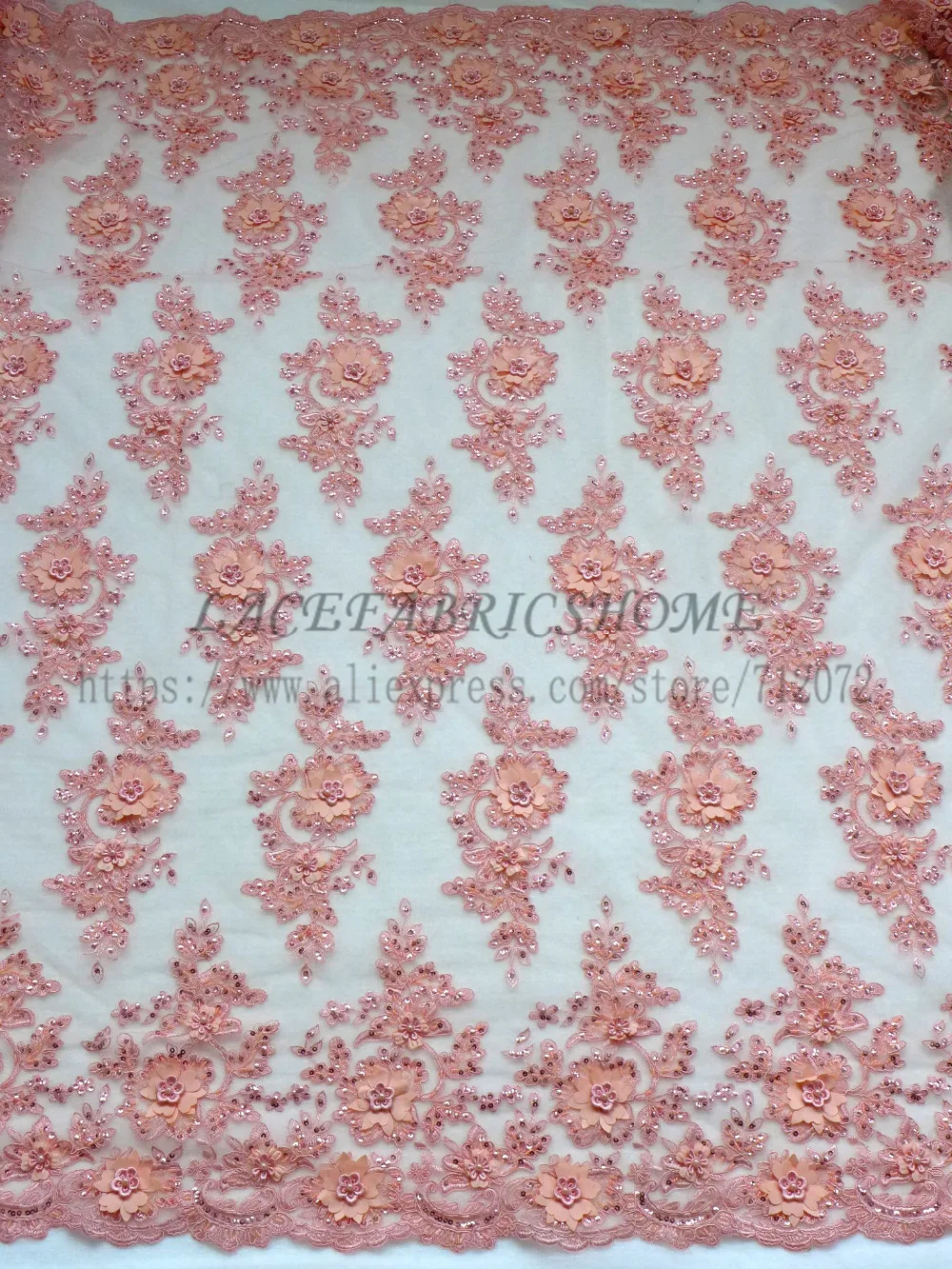 La Belleza 1 ярд 3D Цветы/бисером платье кружевной ткани