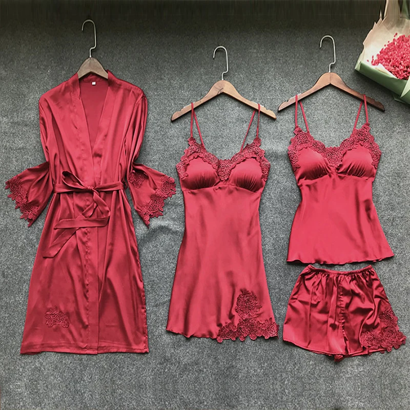 BZEL Sexy Bathrobe Women Lace Robe Sets Pijamas Nightgown 6 Color Bridesmaid Wedding Sleepwear Nightwear Lingerie Underwear |