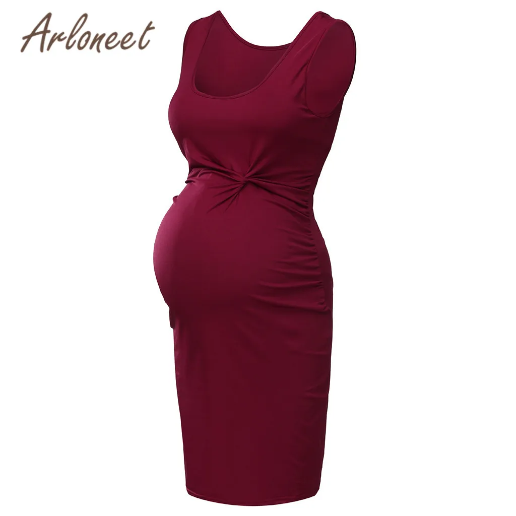 Женское платье для беременных ARLONEET однотонное без рукавов до колена элегантное