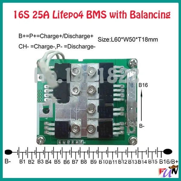 16S 25A lifepo4 58 4 в 26650 18650 BMS PCM 16s Защитная плата батареи bms с балансировкой для