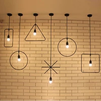 new geometric art pendant lights nordic simple loft industrial wrought iron e27 pendant lamp ac110 240v