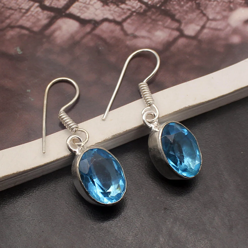 Ослепительный натуральный синий Topaz925 серебро ожерелье серьги Ювелирные наборы