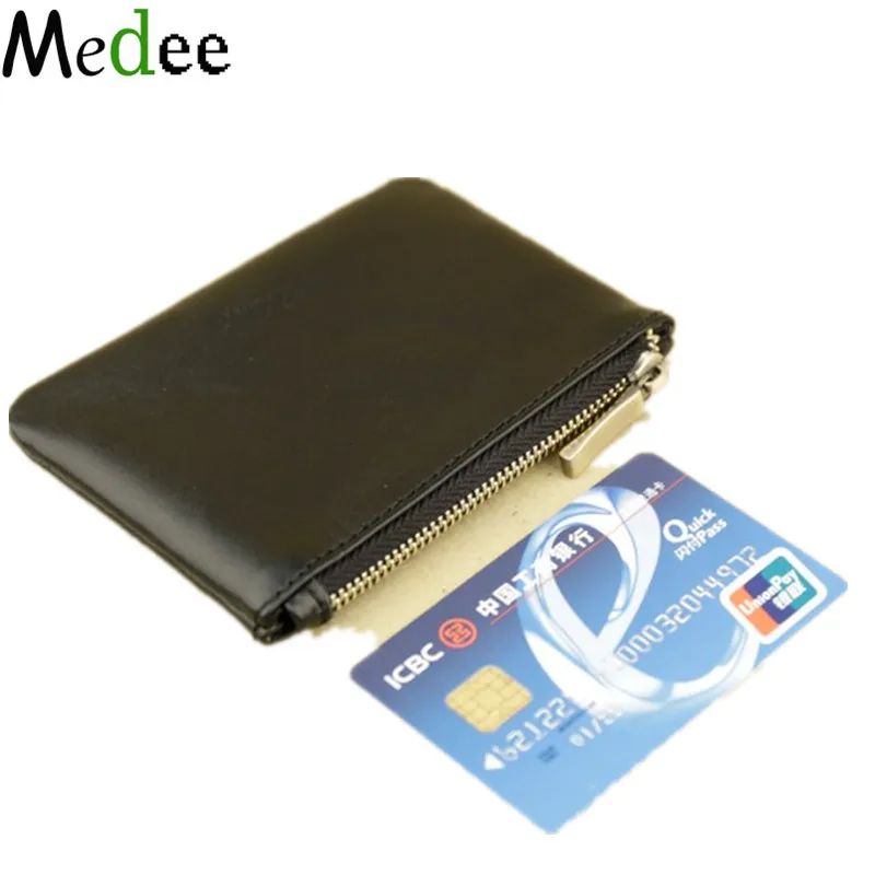 Medee Мини кошельки на молнии маленький кошелек из натуральной кожи тонкий мужские