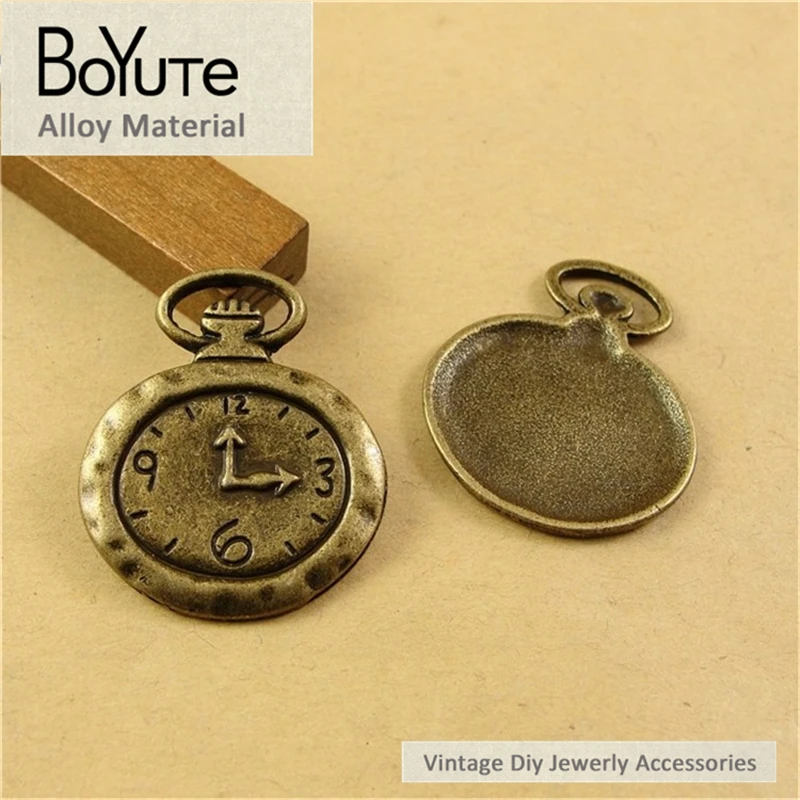 BoYuTe (20 Pieces/Lot) 32*27MM Vintage Diy Accessories Part Wholesale Alloy Antique Bronze Pendant Clock Jewelry Components