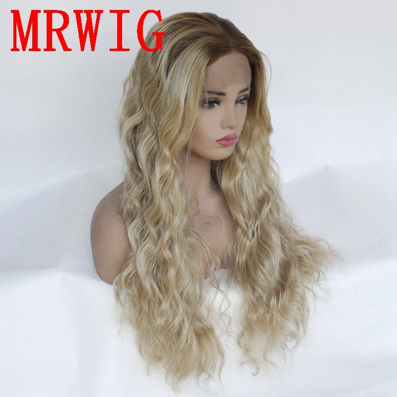 MRWIG длинный кудрявый коричневый/27 # mixed613 средняя часть короткие темные корни
