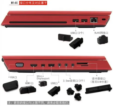 

Waterproof Dustproof Laptop Black Silicone plug port cover For Alienware 14 M14X R2 R1 old version