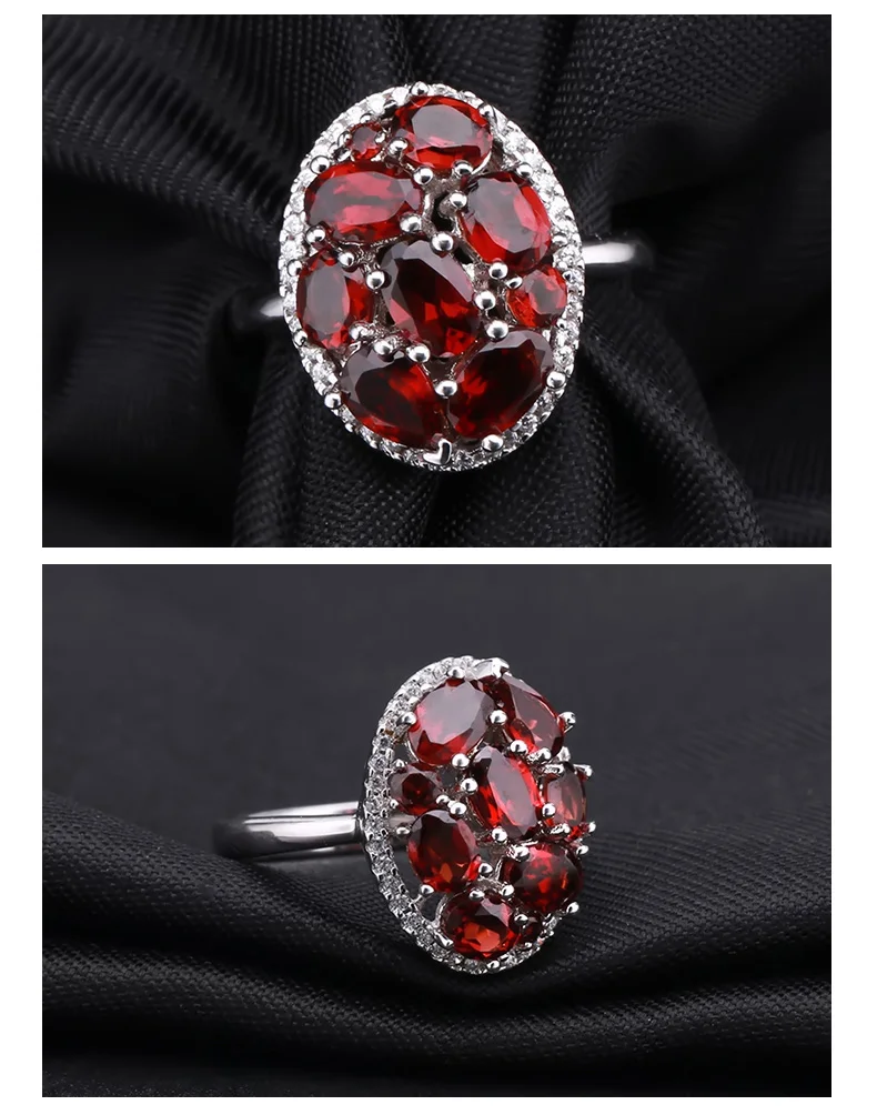 GEM'S балет Овальный натуральный красный гранат серьги кольцо Набор 925 пробы драгоценности из серебра и камней наборы для женщин Подарок на годовщину