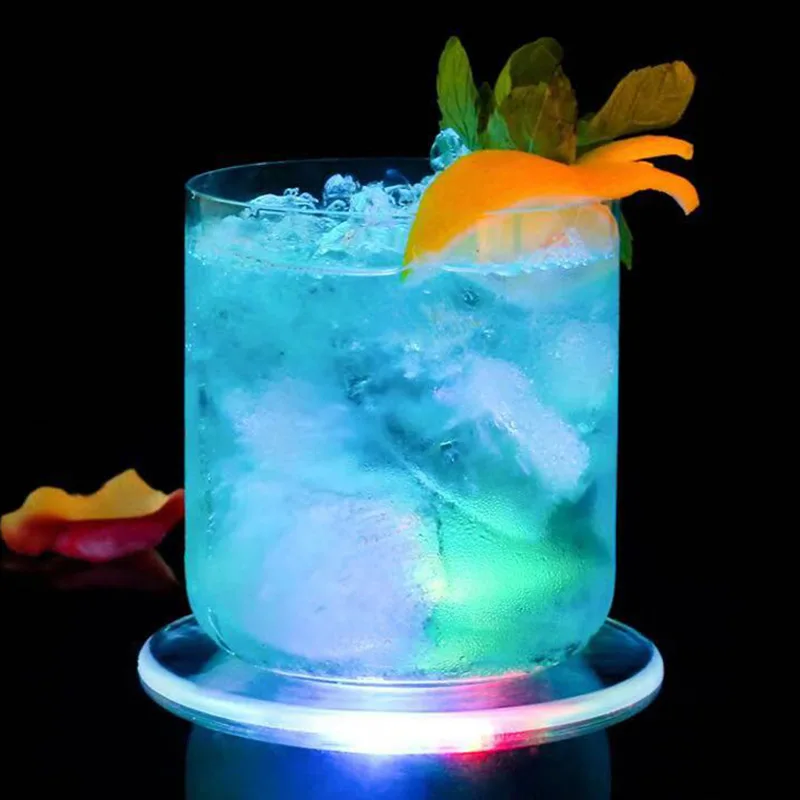 1 шт. LED Coaster круглая чашка для бутылки коврик многоцветный ультра-тонкое