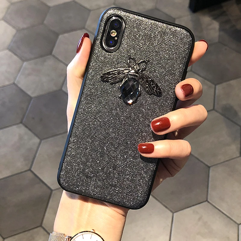 3D роскошный брендовый милый мягкий чехол с бриллиантами в стиле ретро пчела для