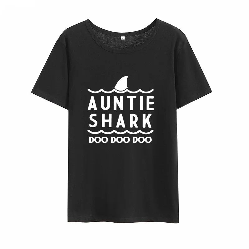 AUNTIE SHARK стильные футболки для женщин летние с круглым вырезом и коротким рукавом