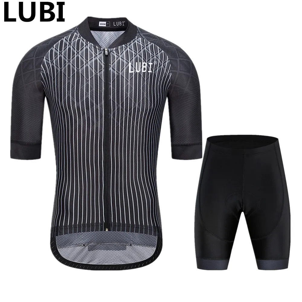 jersey and short LUBI мужские летние велосипедные наборы с коротким рукавом Одежда из трикотажа губка с высокой плотностью Pad Одежда для езды на горном велосипеде комплект велосипедная Одежда дорожный костюм - Цвет: jersey and short