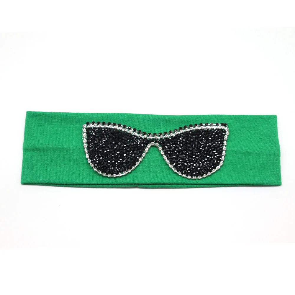 Green Black 5,5 см Девушки Солнцезащитные очки повязки на голову Летняя мода стразы эластичная повязка на голову для девочек Дети хлопок повязки аксессуары для волос - Цвет: Green Black
