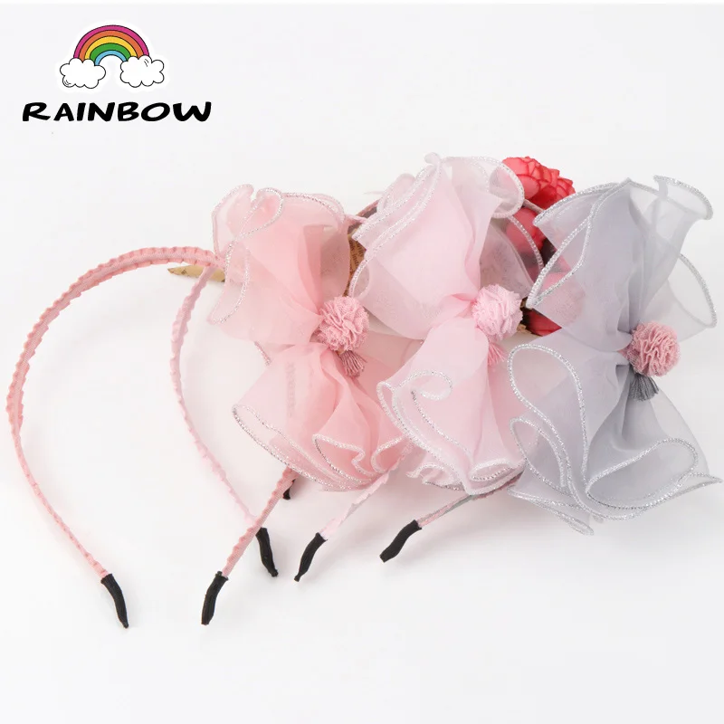 

1pcs Creativity Fashion Sand Flower Ball Bowknot Hairband Children Girls Headband Decoration Handmade Headwear Accessories