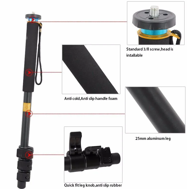 QZSD Q130 Portable Aluminum Alloy Photography Monopod Tripod 3/8 Screw for DSLR Camera CD50 | Электроника