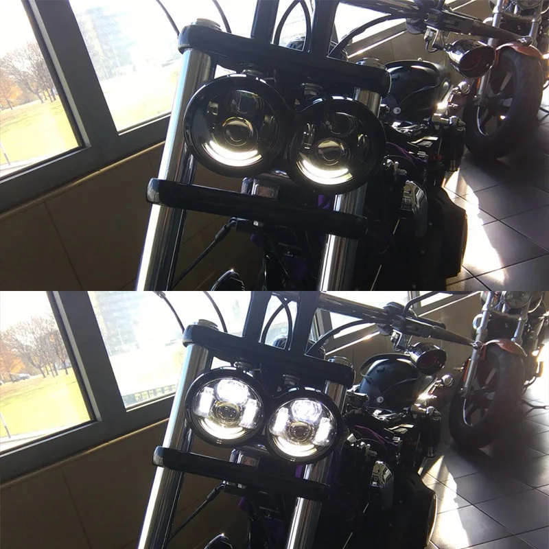 Новые 4 65 дюймовые мотоциклетные двойные светодиодные фары с DRL halo для Fat Bob FXDF